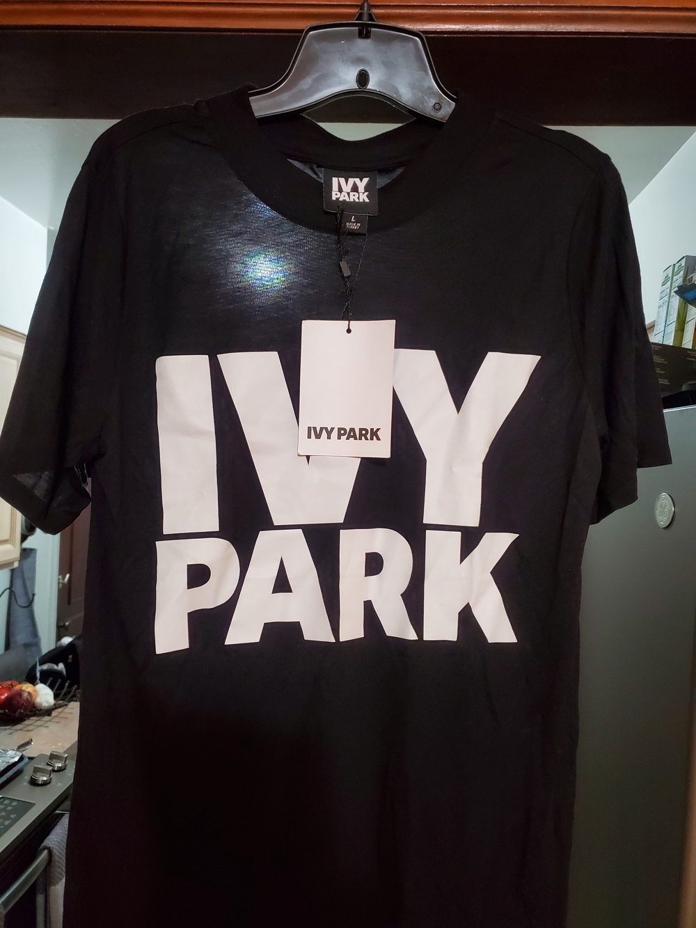 IVY PARK Black T-Shirt with White Logo Block